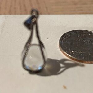 Vintage sterling silver pendant with clear crystal ball